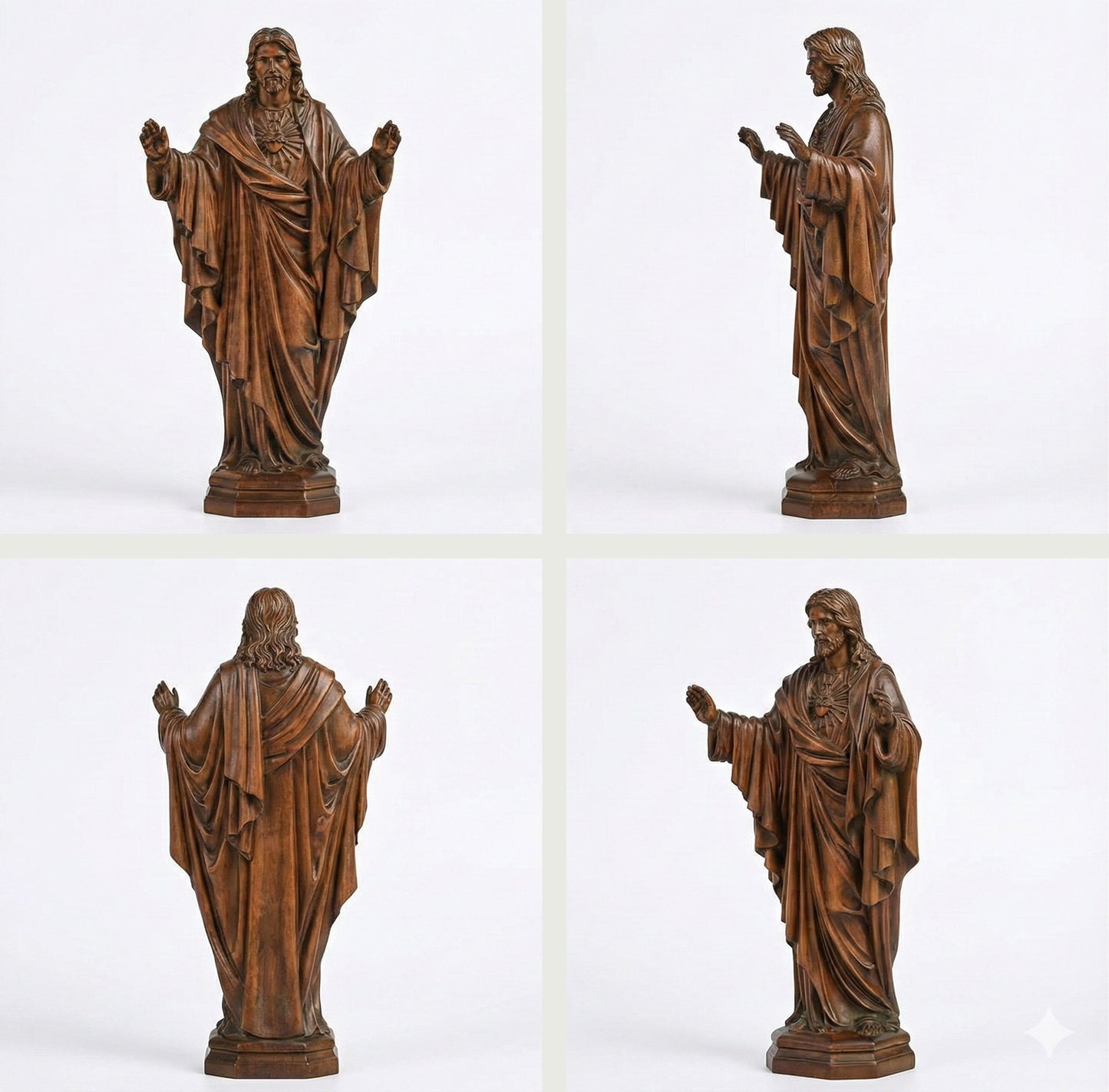 Sagrado Corazón Tallado en Madera de Gran Nobleza