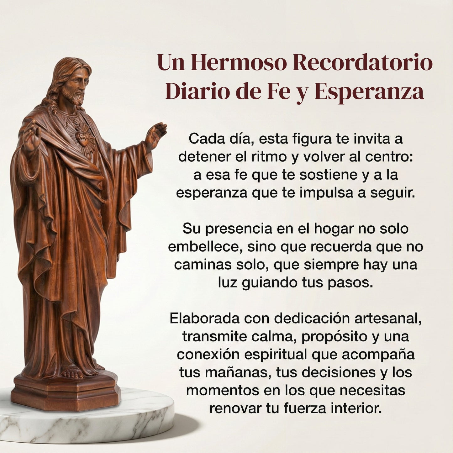 Sagrado Corazón Tallado en Madera de Gran Nobleza